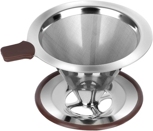 [BRSWYA32BYNR6D3H] Pour Over Coffee Dripper, Reusable Paperless Coffee Filter,Professional Stainless Steel Drip Cone Brew Coffee Strainer,Upgraded Double Micro Mesh Filter with Cup Stand,1-2 Cup