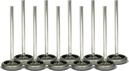 [BRSWIA36OMMGGAI3] Ideal Security Inc. Garage door rollers - 3" Steel Wheels with 10 ball-bearings & 7" stem (10-pack)