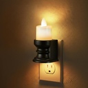 Meonum Flickering Flameless Candle Night Light Plug in, Dimmable LED Nightlight with Dusk to Dawn Sensor, Decorative Candle Light for Bedroom, Hallway, Bathroom(1 Pcs,Warm Yellow & Black Base)