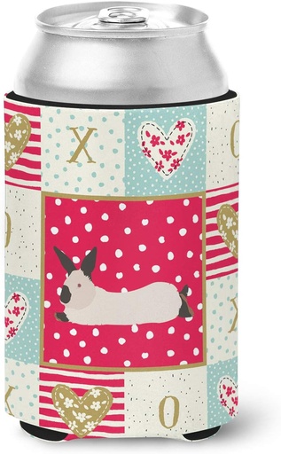 [BRSWYYI5AAPGAGTU] Caroline's Treasures CK5394CC California White Rabbit Love Can or Bottle Hugger, Red Cooler Washable Drink Sleeve Collapsible Beverage Insulated Holder, Can Hugger, Multicolor