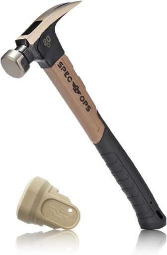[BRSRMYALDJ5BSD32] Spec Ops Tools 20 oz Fiberglass Hammer, 13 Inch, Soft Mallet Cap, Shock-Absorbing Grip, 3% Donated to Veterans