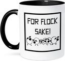3dRose Image Of Sheep Quote For Flock Sake 11oz Two-Tone Black Mug