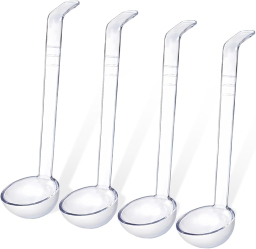 [BRSRABT2CMOWKAYZ] TIESOME 4 Pcs Clear Small Ladle 8.27 Inches Long Handle Ladles for Serving Spoons Mini Plastic Ladle for Dressings Soup Punch Bowl Fruit Juices Cocktail Party Catering