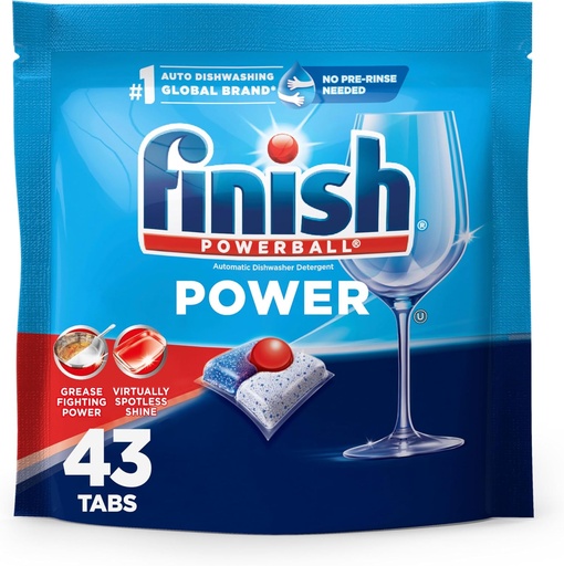 [BRSW2BAKCMDWKYL5] Finish Power Dishwasher Pods, No Pre-Rinse Dishwasher Detergent Soap for Deep Clean & Shine with Degreasing Power, 43 Count