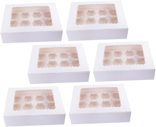 [BRSREFIKOQIGMADG] Amosfun 6Pcs Food Grade Cake Boxes Muffin Holders for Home Bakery Containers for Cupcakes Cheesecakes and Mousse Desserts for Parties and Treats