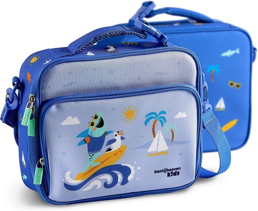 [BRSRA2YPAQHRY233] Bentoheaven Insulated Lunch Bag for Kids, Girls & Boys - Large Size Fits Bento Lunch Box, Water Bottle & Snacks - Durable, Easy to Clean, Leakproof - Adjustable Shoulder Strap, Zipper Pockets (Blue)
