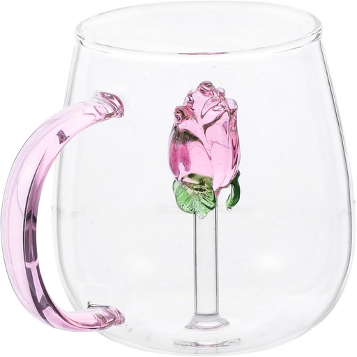 [BRSREYAZBAMGA3L2] OKUMEYR Romantic Glass Cup for Valentine's Day Elegant Drinking Mug for Tea and Juice Women Portable Design for Home and Use