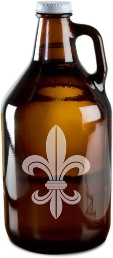 [BRSWIAQKBIPGAH3C] Fleur De Lis Lily Hand-Made Etched Glass Beer Growler 64 oz