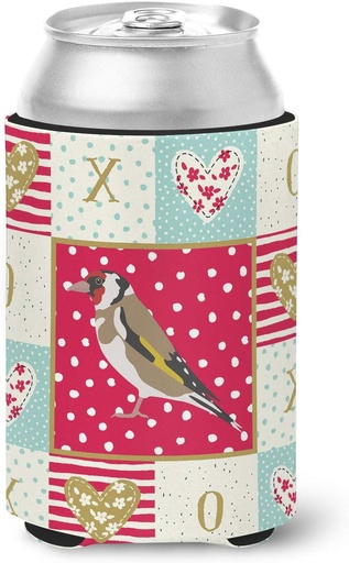 [BRSWYYI5AR5WAGT4] Caroline's Treasures CK5512CC Gold Finch Love Can or Bottle Hugger, Red Cooler Washable Drink Sleeve Collapsible Beverage Insulated Holder, Can Hugger, Multicolor