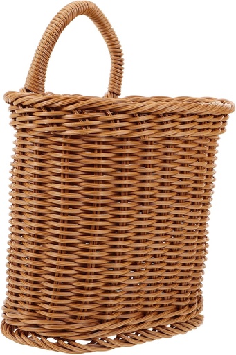 [BRSREH36C55GYCTH] ETHZZLE Large Oval Wall Hanging Storage Basket Imitation Rattan Woven Design with Dual Color Plastic Lightweight Hanging Organizer for Kitchen Decor Fruit and Vegetable Display Space