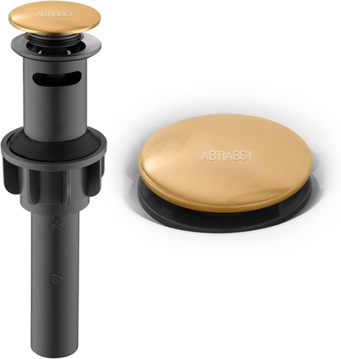 [BRSWYBTYCAOROH3O] Bathroom Sink Drain with Overflow, Pop Up Drain Stopper Vessel Sink Lavatory Vanity Universal Bathroom Sink Stopper Anti-Clog Strainer Brushed Gold
