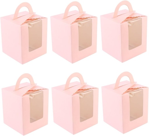 [BRSRAGI5OIHQGDL3] Unomor 50pcs Muffin Holder Paper Cake Box Decorative Cupcake Container Window for Parties Showers and Desserts Baking Boxes Secure Packaging for and Treats