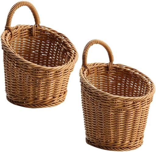[BRSROCQZCQNAGA3H] PRETYZOOM Wall Hanging Woven Basket, 2pcs Ginger Garlic Wall Woven Hanging Fruit Vegetable Basket Flower Bin Holder Toilet Paper Holder Organizer for Kitchen Bathroom