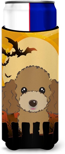 [BRSWK2TYBABRYGTO] Caroline's Treasures Halloween Chocolate Brown Poodle Michelob Ultra Koozies for Slim Cans, Multicolor