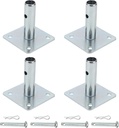 KVMORZE 4 PCS Galvanized Scaffold Base with Pin, Square Scaffold Base Plates, Scaffolding Parts for Construction, 4.7"x 4.7"x1-5/16 OD