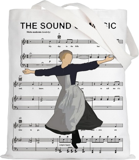 [BRSROAAQBYORAEQU] LEVLO Maria Musical Tote Bag Julie Andrews Fans Gift Maria Theatre Reusable Grocery Bag Musical Theatre Merch