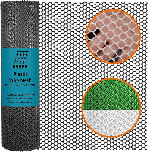 [BRSROCDRBZ7WKDYY] Pet & Garden Safeguard - 15.7IN x 16.4FT Roll - Black Plastic Netting, Multi-Use Decorative Fencing for Poultry, Dogs, Rabbits,Chicken and Snake Barrier