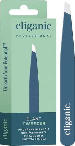 [BRSWKHD7AEDWGFQZ] Cliganic Professional Eyebrow Tweezers Slant Tip (Blue) - Precision for Men & Women, Stainless Steel Best for Plucking Chin Facial Hair