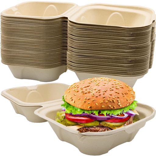 [BRSWG2YKO4MW2GTO] Avant Grub Durable, Grease-Proof 6x6 Clamshell Small To Go Box 100pk. Disposable, Leak-Proof and Microwavable Take Out Food Container With Hinged Lid. Great for Parties, Restaurants and Food Trucks!