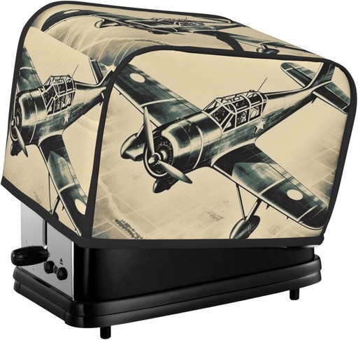 [BRSRE2T2DEARY3YY] Retro Airplane 2 Slice Toaster Covers Dustproof Splash-Proof Bread Machine Cover Fingerprint Protectors Small Washable Kitchen Appliance Cover Universal Size