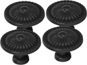 Fafeicy Door Handle, 4 Sets Round, Zinc Alloy Handle Single Hole Round Doorknob for Wardrobe Kitchen Cupboard, Door Levers (388 Black)