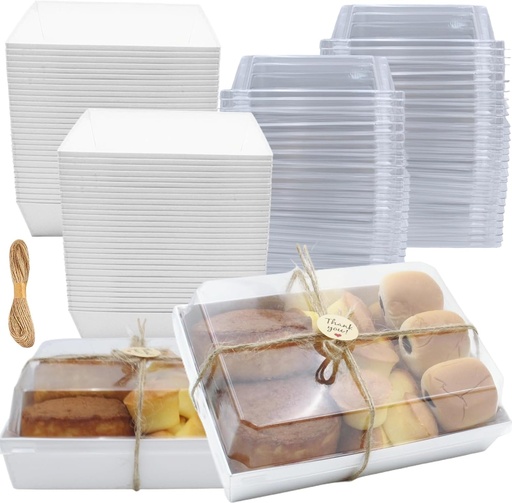 [BRSREFAHAUBGAGTF] ToppYuanZea 40 Pack Paper Charcuterie Boxes with Clear Lids, 7 x 5 Inch Disposable Take Out Bakery Container, White To Go Boxes for Sushi Cake Slice, Cupcakes, Sandwiches, Cookies, Cocoa Bombs, Salads