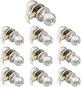 KNOBWELL Interior Door Knobs, Brushed Nickel Door Knobs with Round Ball Shape Knob, Keyless Privacy Door Knob with Lock, Satin Nickel Bedroom Bathroom Door Knob, 10 Pack