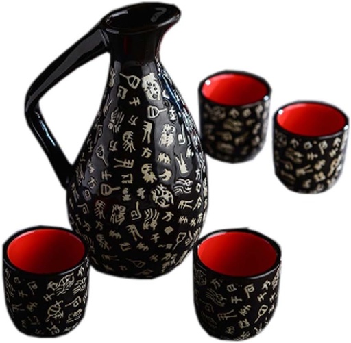 [BRSWGZLYBMMGYCI7] FANCYPUMPKIN Japanese Style Ceramic Sake Sets Wine Cups Crafts for Japanese Cuisine, D