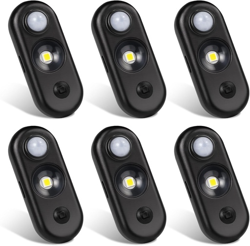 [BRSREZT2BMCWCGTL] LED Motion Sensor Light Indoor, Magnetic Under Cabinet Lighting Warm White, Black Dimmable Rechargeable Puck Lights for Closet, Kitchen, Stairs(6 Pack)