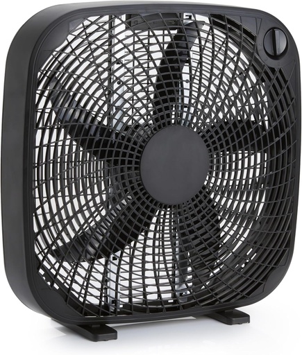 [BRSWYCQCABYB62AZ] Amazon Basics 3 Speed Box Fan, Indoor Electric Fan for Home Cooling, 5 Blades, Lightweight Design, 67 Watts, 20-Inch, Black, 6.8"D x 20.86"W x 21.33"H