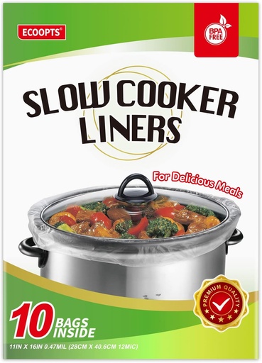 [BRSW2BQCOJ5QIGTJ] ECOOPTS Slow Cooker Liners Disposable Cooking Bags Small Size Pot Liners Fit 1QT to 3QT Suitable for Oval & Round Pot (10)