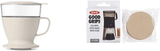 [BRSRMAD3BAPAOHTH] OXO Brew Single Serve Pour-Over Coffee Maker & Good Grips Coffee Maker Replacement Paper, Brown, 50 Per Box, CT, Cold Brew Filters, Count