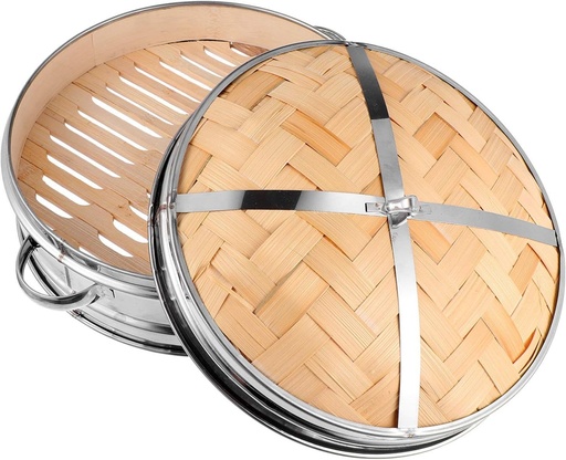 [BRSWYAQCDN5QO2TA] Double Ear Bamboo Steam Basket Lid for Chinese Food Portable Reusable