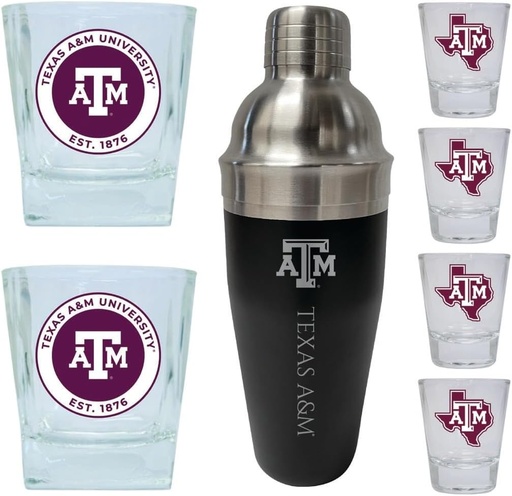 [BRSRACQBBZ6AO3QY] R and R Imports Texas A&M Aggies Officially Licensed Collegiate Barware Set – 7-Piece Cocktail & Whiskey Glass Gift Pack