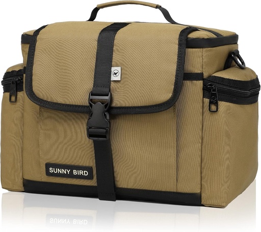 [BRSRMCQ2DF6ROD3P] SUNNY BIRD Large Lunch Bag, Thermally Insulated Soft Cooler with Shoulder Strap for Women, Men (Bark Brown)