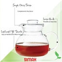 Simax Glass Teapot For Stovetop, Glass Tea Kettle For Stove Top, Tea Pots For Stove Top, Stovetop & Microwave Safe Kettles, Clear Glass Tea Pot With Spout for Tea Party, 1.5 Quart/ 6 Cup Teapots