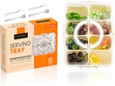 Snackle Box Container and Snacklebox for Picnic essentials - Divided Serving Tray with Lid and Handle - Snack Container, Veggie Tray, Fruit Platter, Charcoolerie - Beach essentials Snack Tray (8 Cpts)