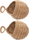 Unomor 2pcs Hanging Fruit and Vegetable Storage Basket Rustic Kitchen Organizer Large Capacity for Onions and Garlic Handmade Net Bags for Home and Practical Use