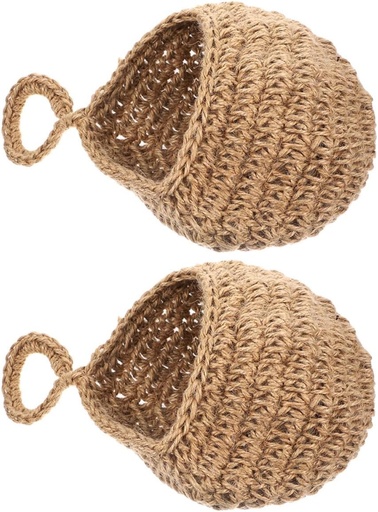 [BRSRAGINCUJRQ3TO] Unomor 2pcs Hanging Fruit and Vegetable Storage Basket Rustic Kitchen Organizer Large Capacity for Onions and Garlic Handmade Net Bags for Home and Practical Use