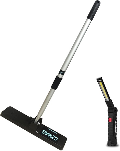 [BRSROZYLDEOQ2CI3] CZMAG MAGNETS Magnetic Sweeper Telescoping Magnetic Pickup Tool From 27" to 44"/16 LB Nail Magent/Magnetic Pickup Tool for Nails,Screws,Metal Parts,Garage Magnets and Yard Magnet,With Work Light