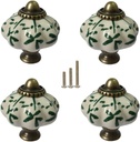 GDQLCNXB Ivory & Green Ceramic Knobs,Pumpkin Cabinet Knobs 4Pcs Vintage Drawer Pulls and 12Pcs Screws