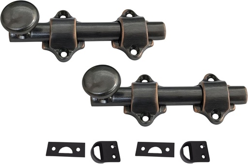 [BRSRA2QCCIDRUDL3] QCAA Solid Brass Dutch Door Bolt, 4", Classic Bronzed, 2 Pack, Made in Taiwan