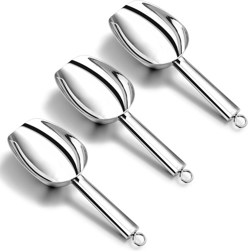 [BRSRA2YYAUNQA3T3] P&P CHEF Canister Scoop Set of 3, Ice Candy Scoop, Stainless Steel Multipurpose Food Scooper for Buffet Jar Freezer, Mirror Finish & Dishwasher Safe, Silver, 3+3+3 Oz