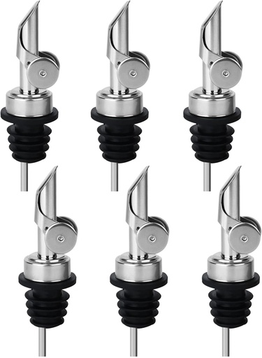 [BRSROZQHOYPBQH34] 6PCS Liquor Bottle Pourers, Auto Flip Olive Oil Dispenser Spout, Weighted Stainless Steel Alcohol Pourer Spouts, Olive Oil Spout Suitable for About 3/4" Bottle Mouth