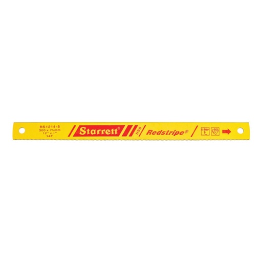 [BRSWIFAFA4GB6ALC] Starrett Redstripe Solid High Speed Steel Power Hacksaw Blade - Ideal for Contractors and Tradesmen - .050" Thickness, 14 TPI, 12" Length, 1" Width - RS1214-5