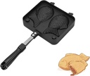 Yosoo Japanese Double Pan, Nonstick Fish-Shaped Pancake Waffle Maker Egg Bubble Pan Aluminum Alloy Baking Plate for Home Kitchen Use (Fish-Shaped Waffle Maker)