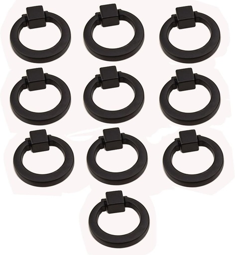 [BRSWGZ32DIMBQHTF] BAMI-LEE House Round Ring knob, 10pcs Ring Pull Handles for Dresser Drawer Ring Pulls Furniture Hardware Brushed Wardrobe Door Handles (Black)