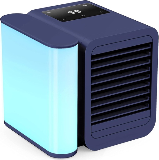 [BRSREFI7BEMROHTB] Portable Air Conditioner Cooling Fan: Evaporative Mini Air Cooler with 7 Colors - USB Personal Air Cooler Desktop Ac Unit for Room Office Home (Navy)