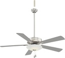 MINKA-AIRE F656L-PN Contractor Uni-Pack LED 52" 5-Blade LED Ceiling Fan in Polished Nickel Finish with Silver Blades with Frosted White Glass