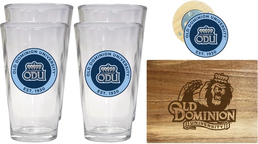 [BRSREFALAUDRU2D3] R and R Imports Old Dominion Monarchs Officially Licensed Kitchen Pack - Wood Cutting Board, 4 Pint Glasses & Magnetic Bottle Opener